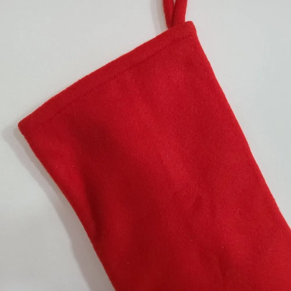 Red Felt Christmas Stocking With Embroidered and Appliqued Ice Skates and Tassel
